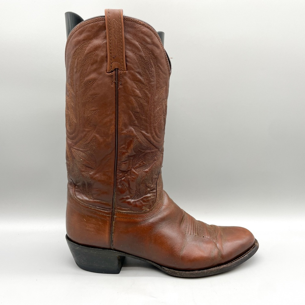 Lucchese Mens 10.5 D Western Cowboy Boots Brown Leather Classic VTG Rugged